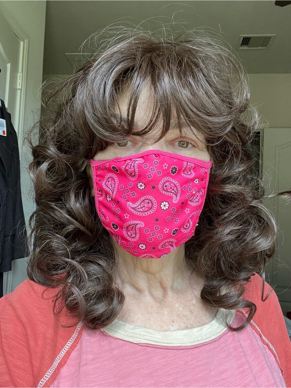 Wig. Jaymes Mansfield Beauty Brunette layered synthetic wig with bangs